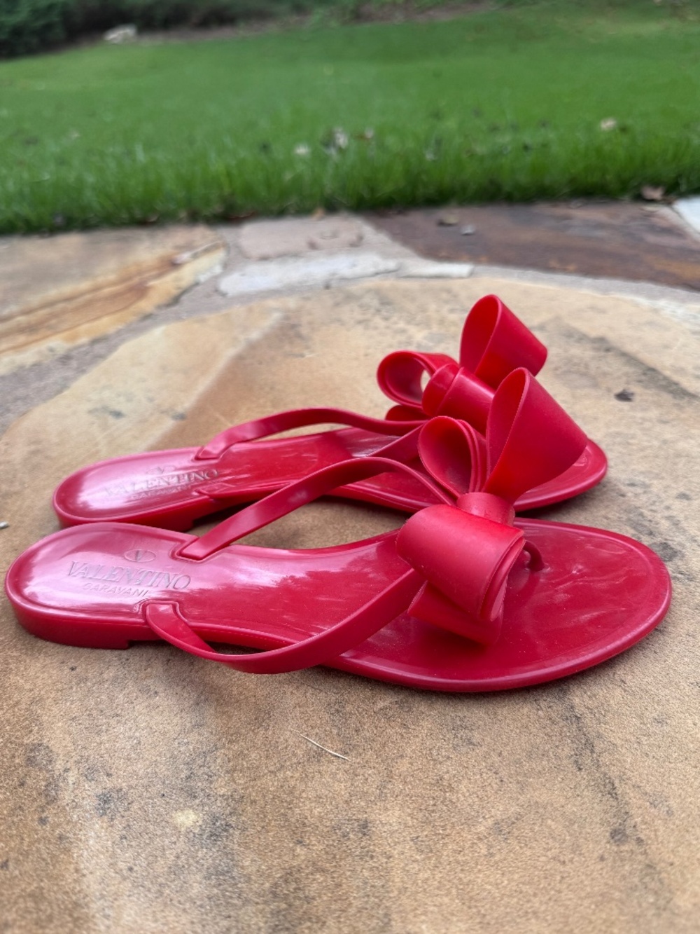 Valentino Garavani Red Bow Jelly Sandals Size 37
